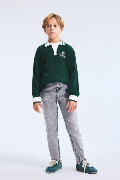 DeFacto Okul Slim Fit Straight Leg Washable Jean Trousers for Boys C3683A826Au