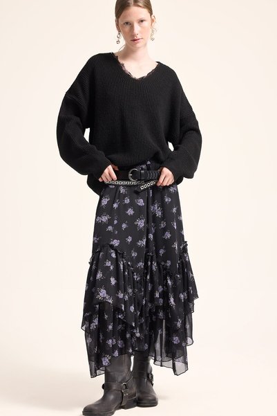DeFacto A-Line Floral Elastic Waist Lined Chiffon Maxi Skirt I9781Ax26Wn