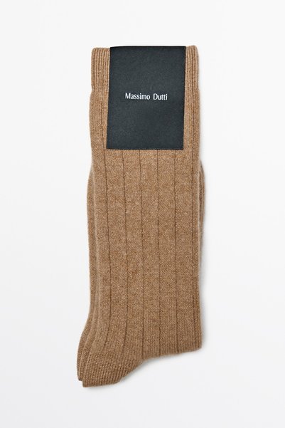 Massimo Dutti Kaşmir karışımlı fitilli çorap