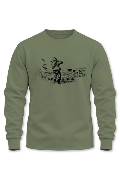WİDİ Hunter Hunting-Themed Hunting Dog Design Printed Setter Regular Fit Crew...