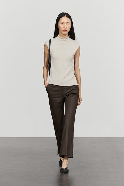 Massimo Dutti Kaplamalı çan kesim crop pantolon