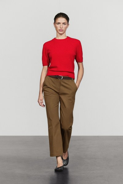 Massimo Dutti Yün karışımlı kısa kollu triko kazak