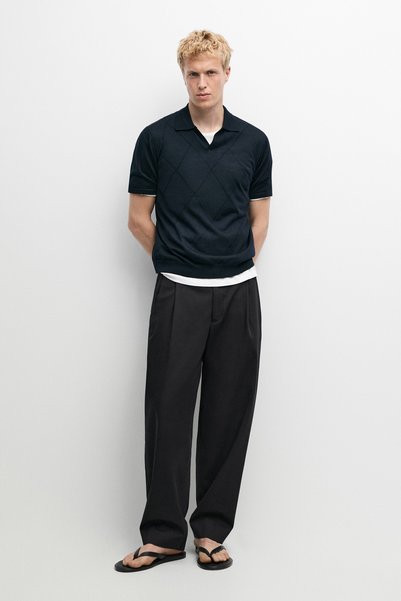 Massimo Dutti Argyle desenli triko polo yaka kazak