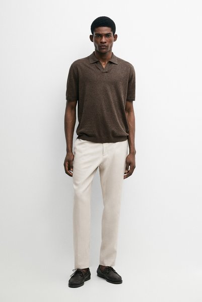 Massimo Dutti Tapered fit linen trousers