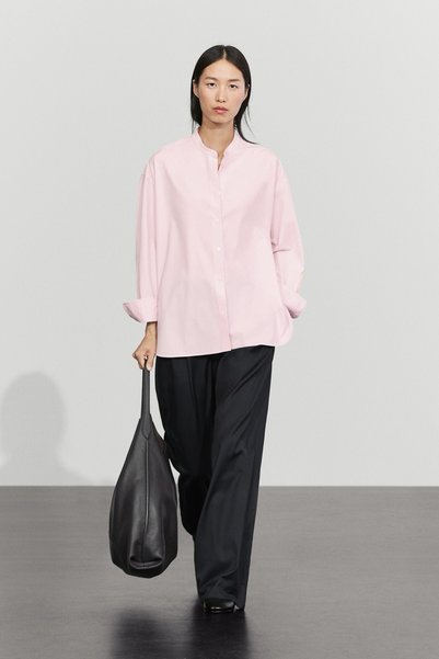Massimo Dutti Pamuklu hakim yaka dökümlü gömlek