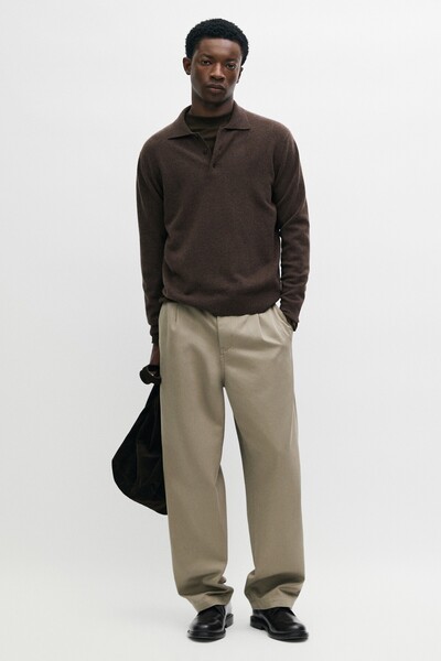Massimo Dutti Pens detaylı süet relaxed fit pantolon