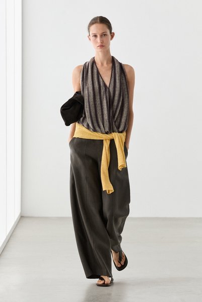 Massimo Dutti %100 keten dökümlü pantolon