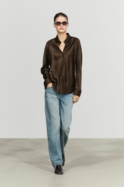 Massimo Dutti Dökümlü saten gömlek