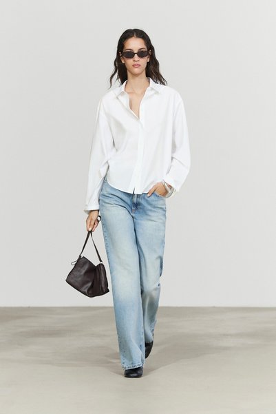 Massimo Dutti %100 pamuklu poplin, sırt detaylı gömlek