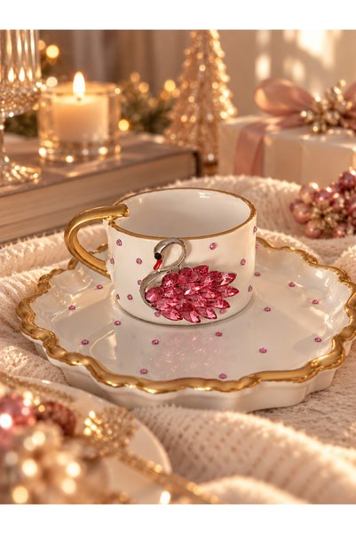 luxurychampagnetr Tek Kişilik Kuğu Tasarımlı Lüks Kahve Fincanı – Nişan, Söz ...