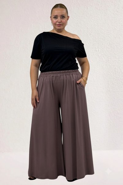 eslamood 49003 Pantaloni-fustă din bumbac pieptănat cu talie elastică, mărime...