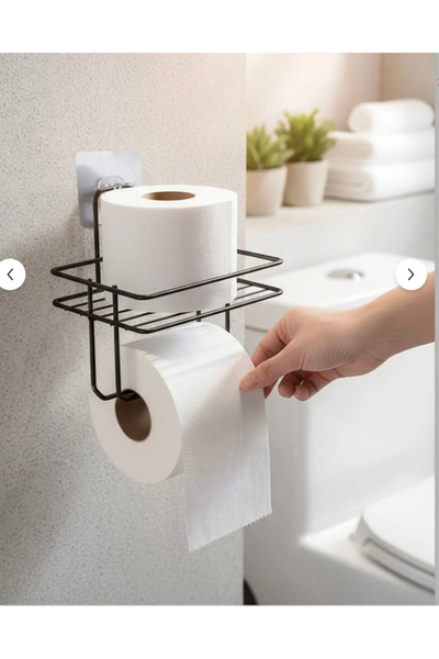 EVSTYLE Rectangular Toilet Paper Holder with Shelf * Black