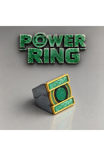 Genel Markalar "Green Lantern Power Ring – Özel Tasarım 3D Baskı Yüzüğü". Ölç...