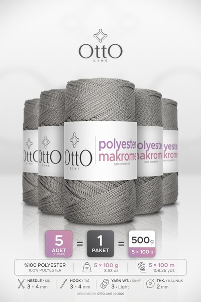 OTTO LINE POLIESTER MAKROM • Srednje siva • Pakovanje od 5 komada × 100 gr / ...