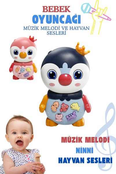 kosetoys Bebek Oyuncağı Müzikli Işıklı 3 Farklı Mod Özellikli Melodi ve Hayva...