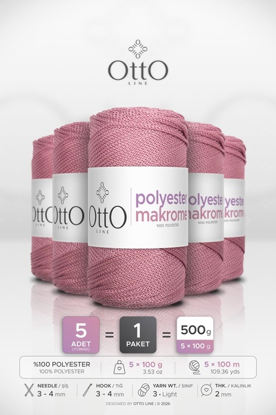 OTTO LINE POLIESTER MACROME • Trandafir uscat • Pachet de 5 × 100 gr / 100 m ...