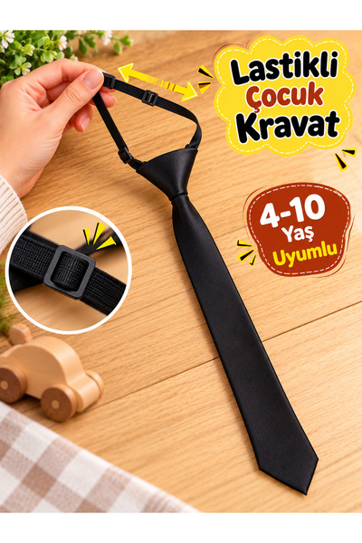 Algitsin O L A Çocuk Kravat+Lastikli+Unisex -4,10 Yaş Uyumlu