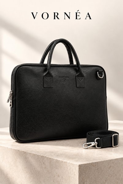 Vornéa Unisex Faux Leather Shock-Resistant 15.6-inch Laptop and Document Bag