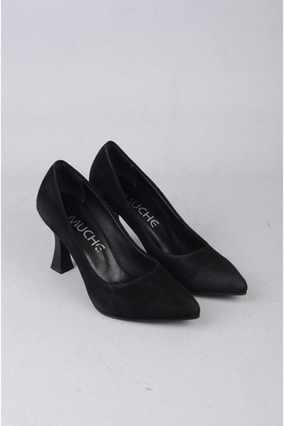 SEÇ KUNDURA SEÇ 861 STILETTO DIN PIELE NATURALĂ (9cm) PIELE ÎNTOARSĂ NEAGRĂ
