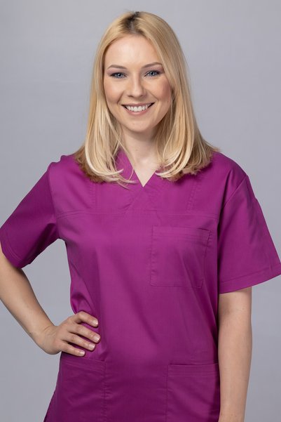 tag Costum medical pentru femei, New ClassIQ, Bluză și pantaloni, Mov