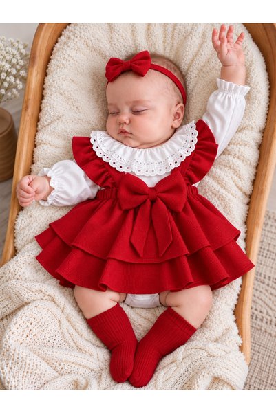 Jammybaby طقم Luana Jumper Dress Bow شيك للرضيعات البنات، مخصص للمناسبات الخا...