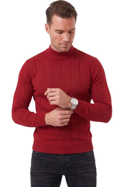 DeepSEA Tricotaj pentru bărbați, roșu Claret, slim fit, lycra, fără pilule, c...