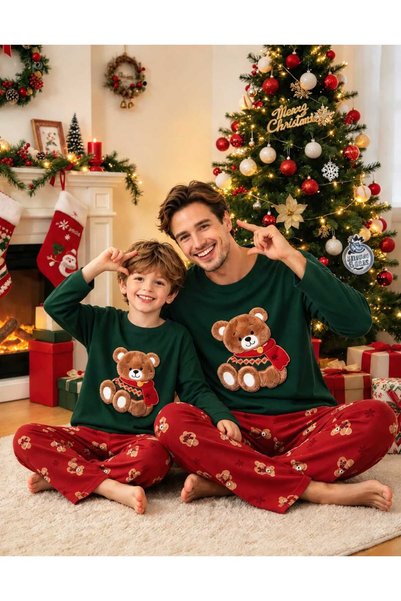 NiCe İç Giyim Dad & Boy's New Year's Outfit (Sold Separately) Bear Embroidere...