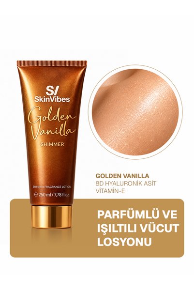 Skinvibes Golden Vanilla Parfümlü ve Işıltılı Vücut Losyonu 230 ml