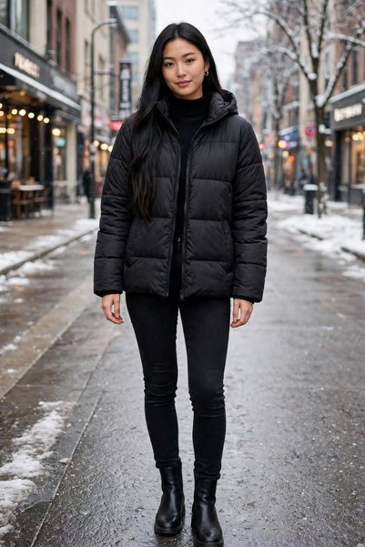 PIECES PCMADDIE PUFFER JACKET NOOS BC - Neagră MB22201