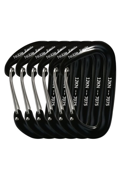 Choice5 Noble12KN 6PCS Black 6PCS 12kN Aluminum D Ring Carabiners Heavy Duty ...