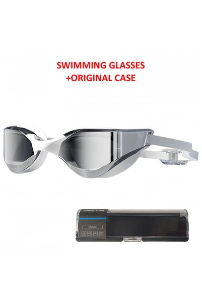 Choice5 White-silver lens Professional Coated Swim Goggles Adult Men Women An...