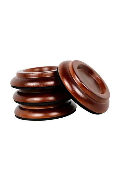 Choice1 Brown 4Pcs Beech Wood Round Piano Foot Pads Set Upright Piano Caster ...