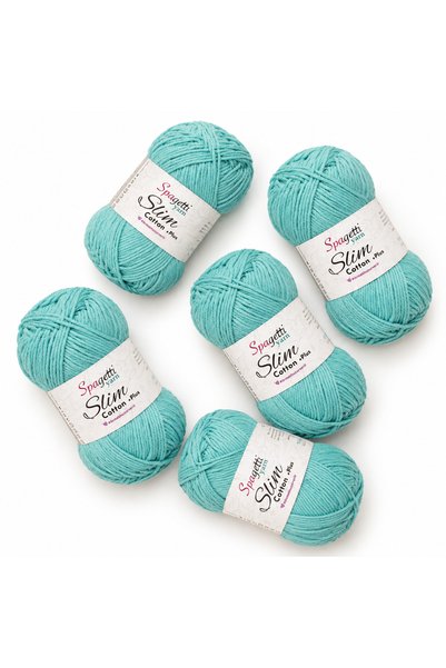 Spagettiyarn Slim Cotton Plus, pachet de 5 fire de tricotat manual, culoare m...