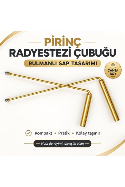 hb natural Radyestezi çubuğu - pirinç çubuk - çanta boy - rulmanlı (bioenerji çubuğu) su boşluk degerli maden enerji hatları tespiti çakra açma meditasyon