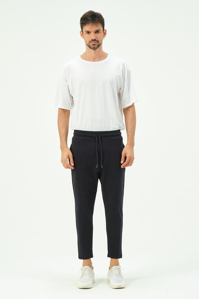 C&City Men's Loose Cut Straight Leg Sweatpants 785 Navy Blue