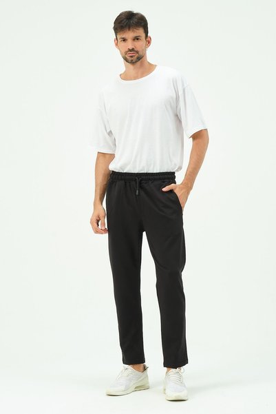C&City Men's Straight Leg Sweatpants with Side Pockets 780 Black