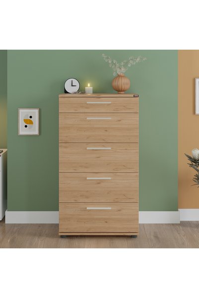 Adore Mobilya Trendline 5 Çekmeceli Şifonyer - Florida Meşe 60x108x44 cm