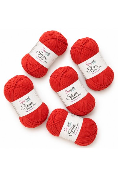 Spagettiyarn Slim Cotton Plus 5 Pack Red Hand Knitting Yarn