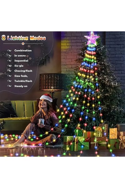 Choice 9.8Ft 280Leds Multicolor Pentagram Waterproof String Light Solar Chris...