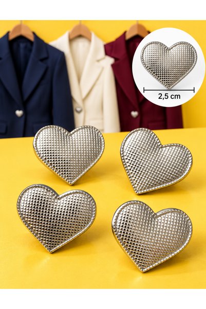 İMREN AKSESUAR 6 Pieces Free Nickel Plated Heart Metal Knob - 2.5 cm
