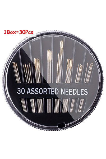 Choice 30pcs(1Box) 30-120pcs Golden-tailed Hand-sewing Black Needles 6 Sizes ...