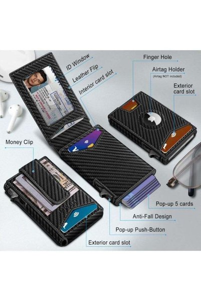 Arabest Men's Wallet with Money Clip, 9 Card Pop Up Holder with ID Window and...