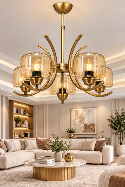avimonaydınlatma SHEDO 5'Lİ BAL RENGİ GLOB CAMLI ESKİTME MODERN SARKIT AVİZE ...