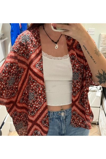 Primark kadın desenli kimono pelerin