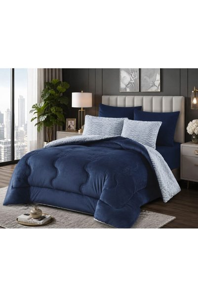 JOJO HOME Lenjerie de pat dublă, Jojo Home, Catifea - Blană artificială de ie...
