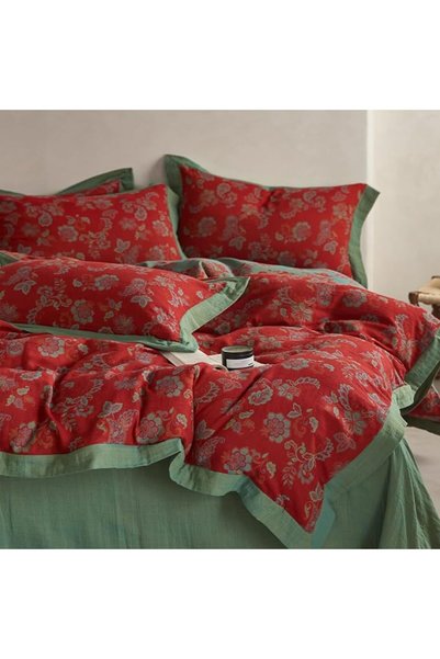 mixinni Quilt King Size Reversible Soft Cotton 3-Piece Beige Embroidery Patte...