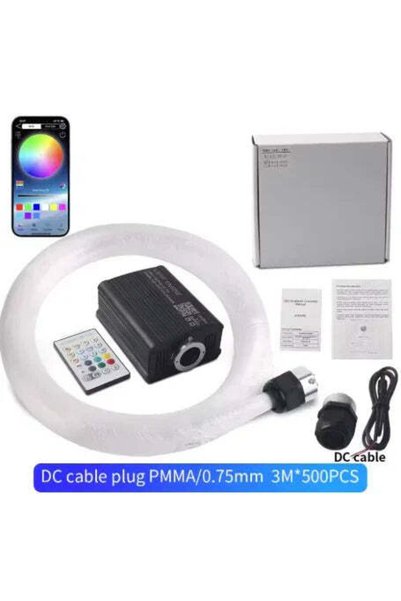 OEM Kit de iluminat cu fibră optică RGBW, 500 de fibre, efect de cer înstelat...