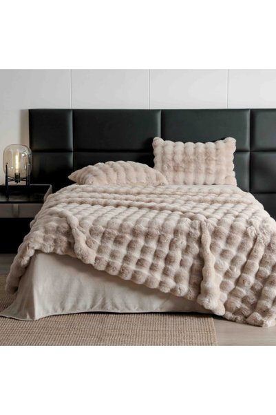 JOJO HOME Σετ κλινοσκεπασμάτων διπλού κρεβατιού, Jojo Home, Τεχνητή γούνα κου...