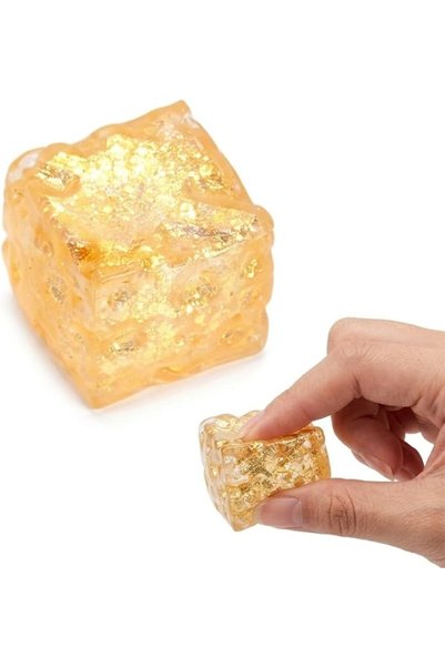 TERRIFI مكعب الضغط المطاطي، لعبة حسية مقاس 5 سم، لون أصفر لامع