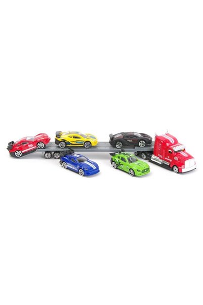 SHOPIENS Vehicul miniatura camion cu masini 1:58 din metal Shopiens®